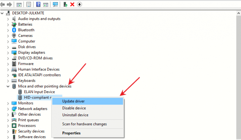 hid compliant mouse driver update microsoft