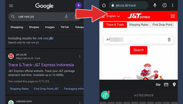 google cek resi jnt - jet.co.id resi shopee