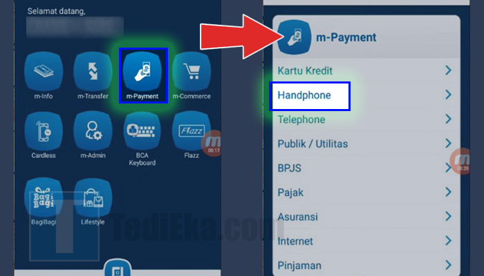bca mobile m-payment - handphone