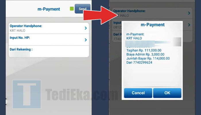 bca mobile m-payment krt halo - detail transaksi