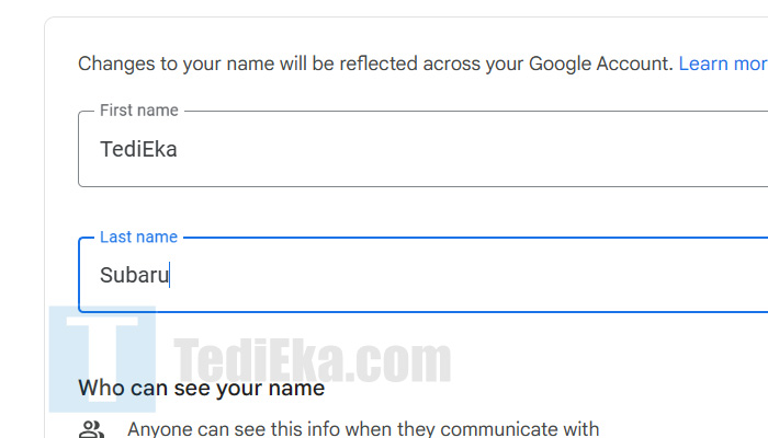 google chrome akun google nama depan nama belakang