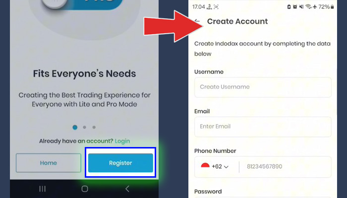 indodax register - create account
