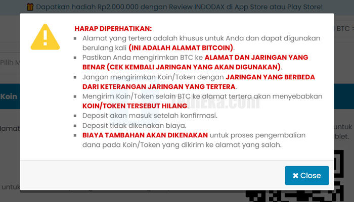 indodax.com wallet bitcoin harap diperhatikan