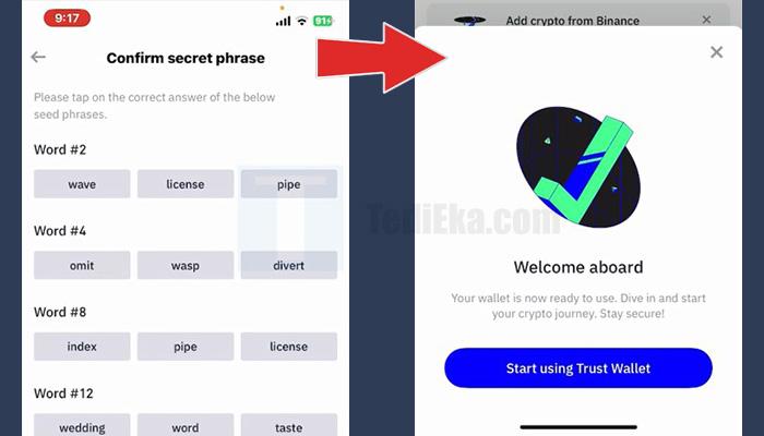 trust wallet confirm secret phrase - start using Trust Wallet