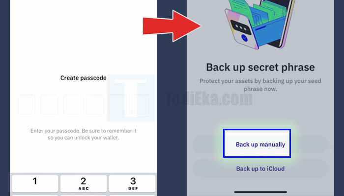 trust wallet create passcode - back up secret phrase manually