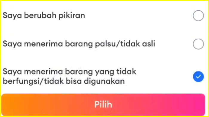 Alasan Menerima Barang yang Tidak Berfungsi