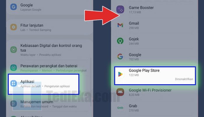 Android pengaturan aplikasi - google play store