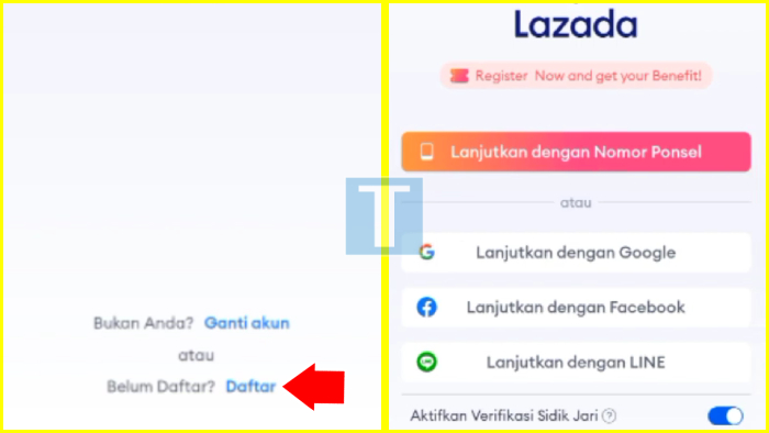 Buat Akun atau Masuk ke Lazada