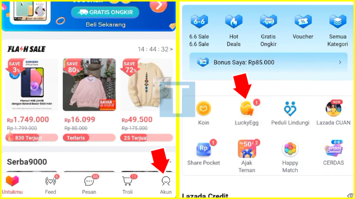 Cari Fitur Lucky Egg pada Akun Lazada