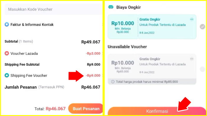 Cek Penerapan Voucher Gratis Ongkir Lazada