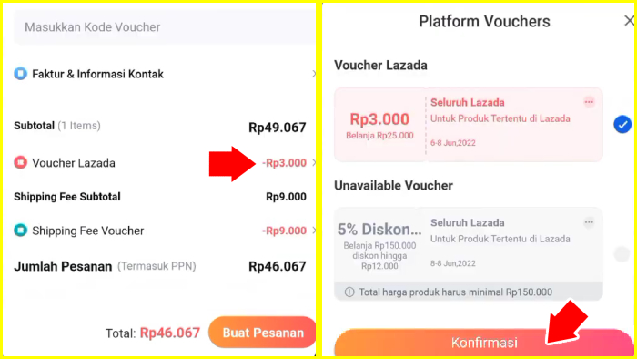 Cek Penerapan Voucher Lazada