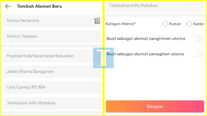 Mengisi Form Alamat Pengiriman Lazada