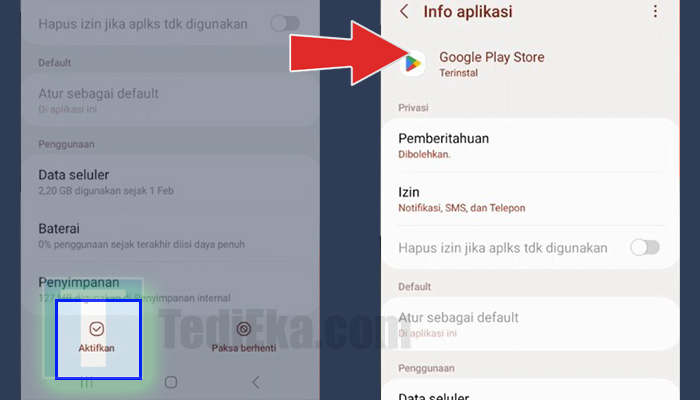 android pengaturan google play store aktifkan