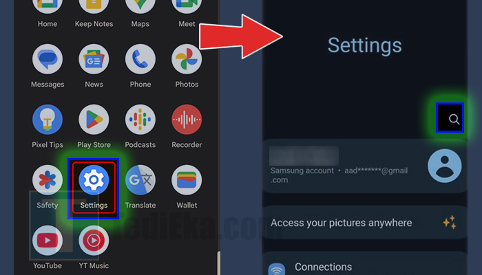 android samsung settings - kaca pembesar fitur search