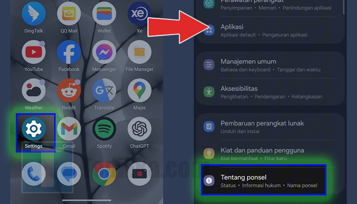 android settings pengaturan - tentang ponsel