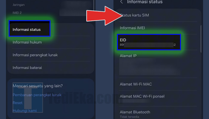 android tentang ponsel - informasi status - eid