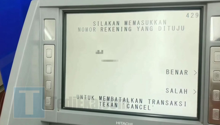 atm bca transfer ke rek bank lain nomor rekening yang dituju