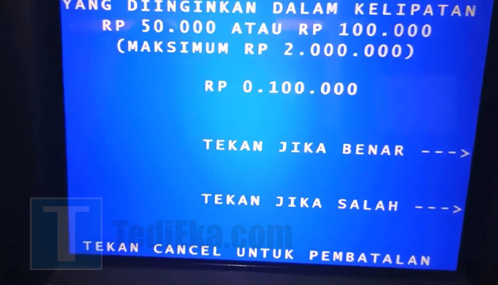 atm bersama masukkan nominal penarikan