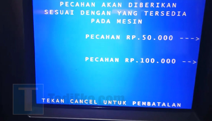 atm bersama pilih pecahan