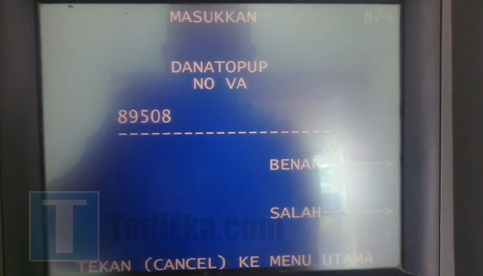 atm mandiri masukkan dana topup no va