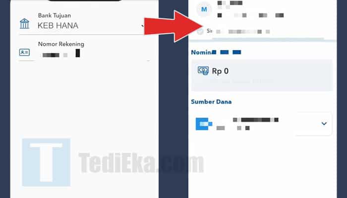 brimo transfer keb hana nomor rekening - nominal transfer
