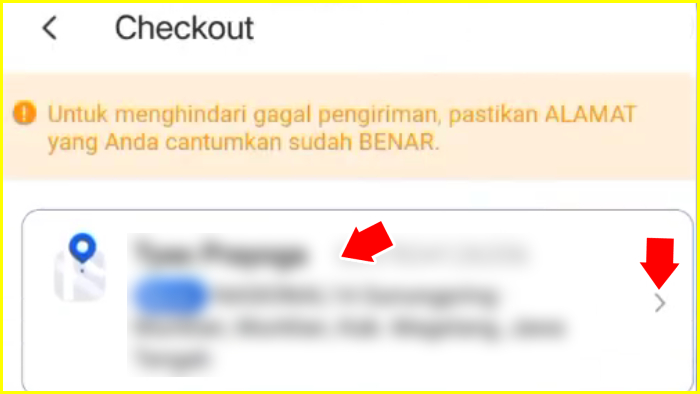 cek alamat pengiriman pada halaman checkout lazada