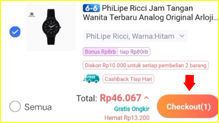 cek pesanan pada halaman troli lazada