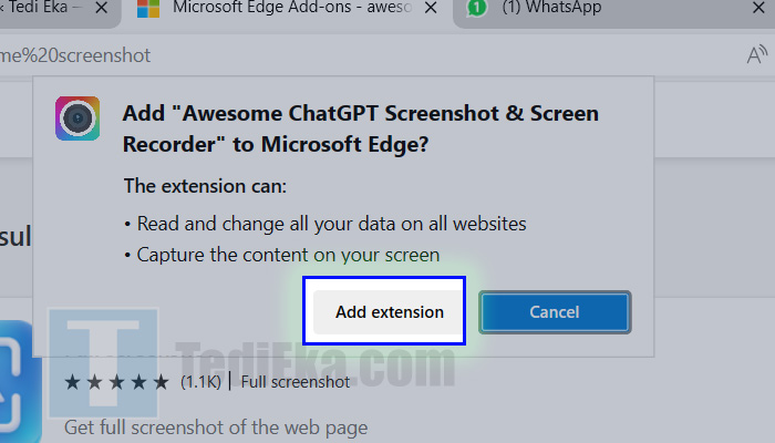 chrome edge add extension awesome screenshot