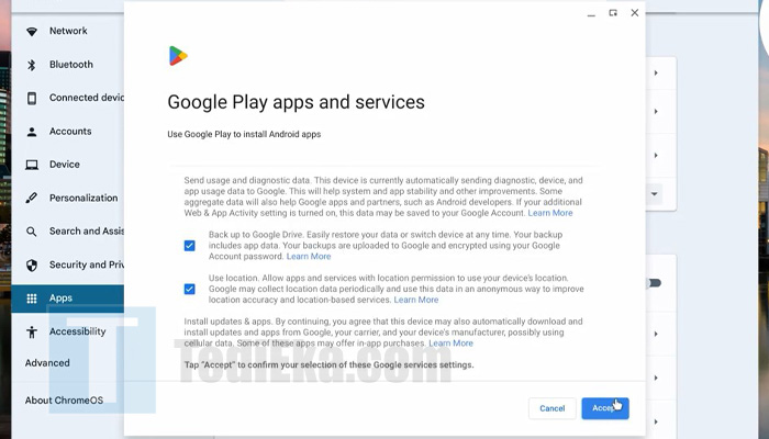 chromebook google play service accept