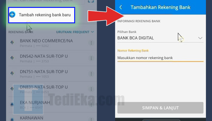 dana tambah rekening bank baru - bank bca digital