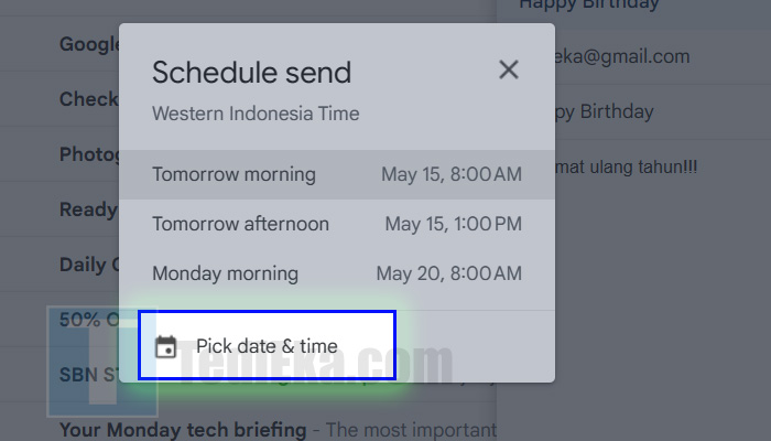 gmail schedule send pick date and time