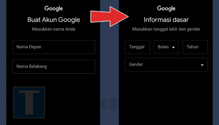 google play store buat akun masukkan nama anda - masukkan tanggal lahir dan gender