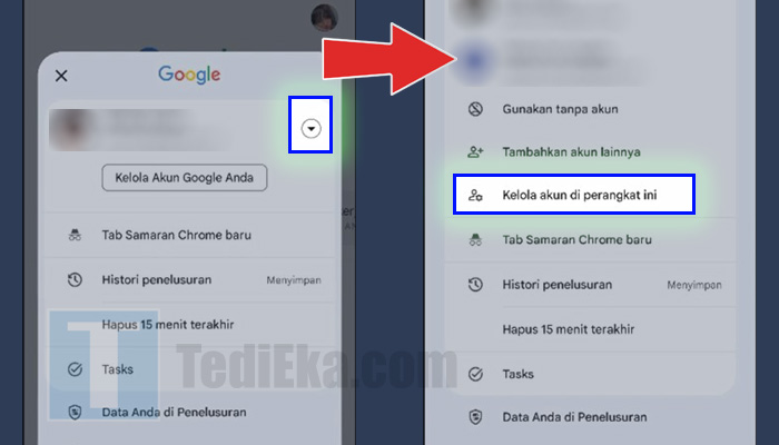 google profile tanda panah ke bawah - kelola akun di perangkat ini