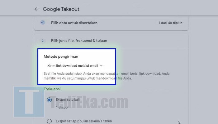 google takeout backup metode pengiriman email