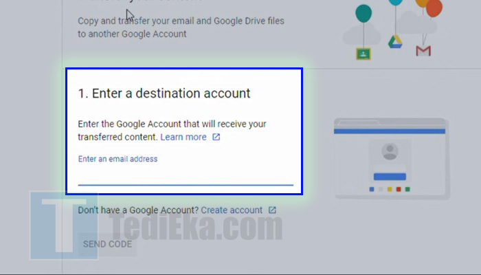 google takeout transfer masukkan alamat email tujuan