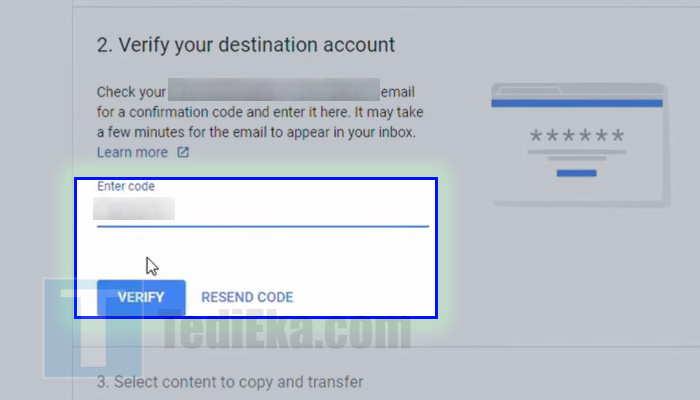 google takeout transfer verify code