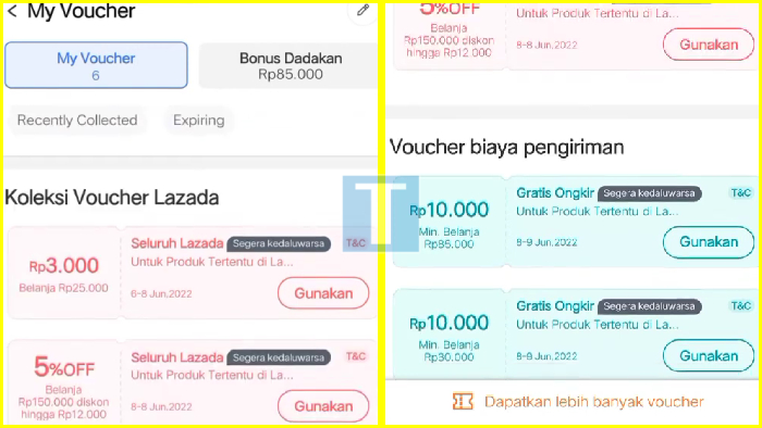 halaman my voucher untuk ngelola voucher lazada mu