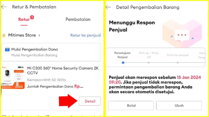 halaman retur dan pembatalan