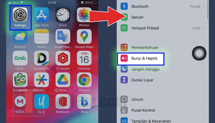 iphone settings - bunyi dan haptik