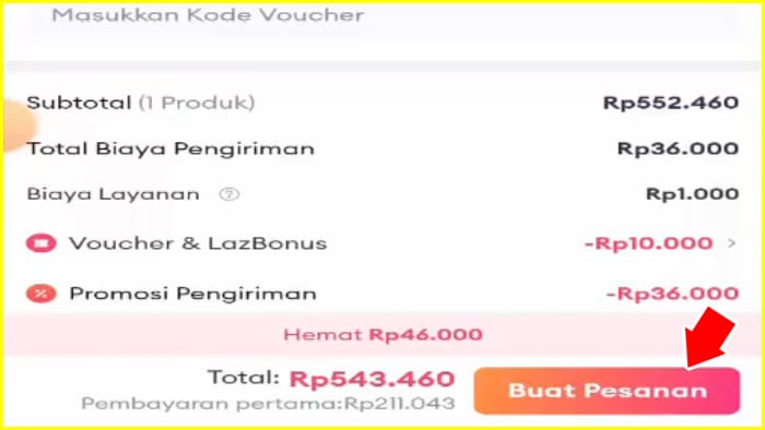 konfirmasi dengan buat pesanan ke lazada