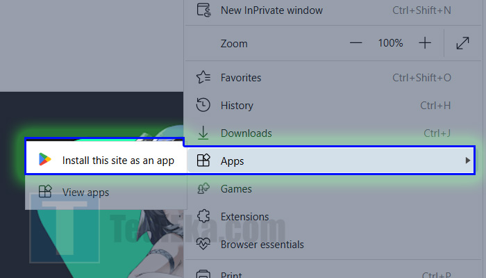 microsoft edge titik tiga - apps - install this site as an app