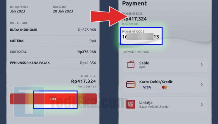 myindihome tagihan bayar - kode pembayaran payment code