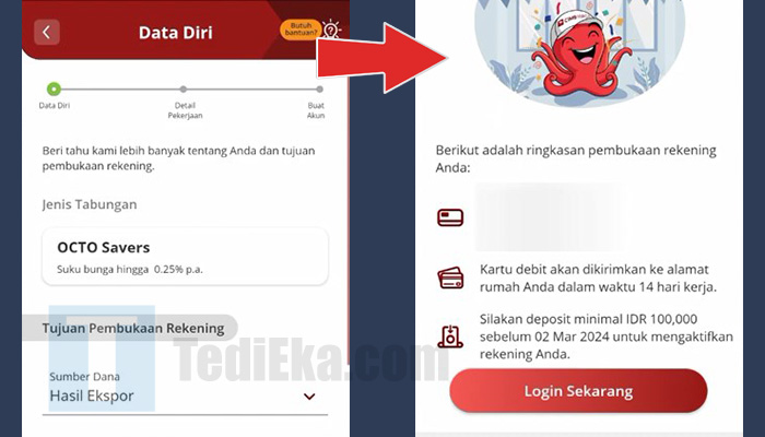 octo mobile buka rekening data diri - rekening berhasil dibuat dapat nomor rekening