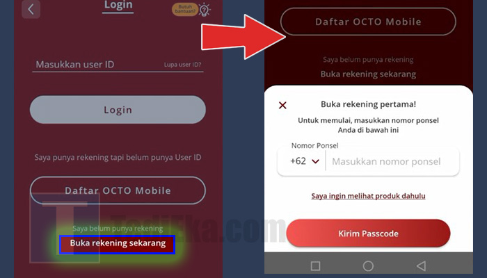 octo mobile buka rekening sekarang - nomor ponsel kirim passcode