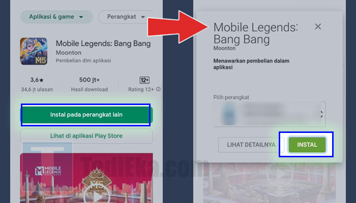 play store install pada perangkat lain - install