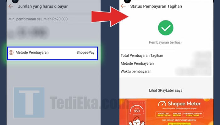 shopeepay later metode pembayaran - berhasil