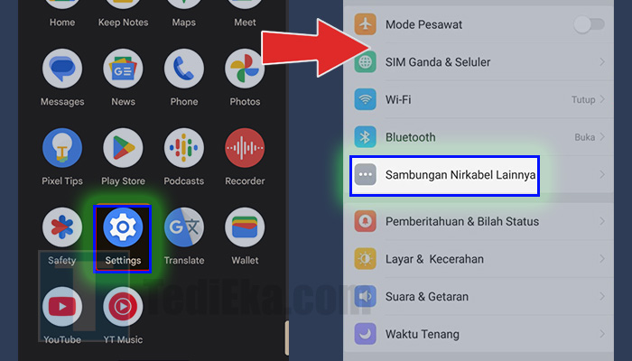 smartphone pengaturan settings - sambungan nirkabel lainnya