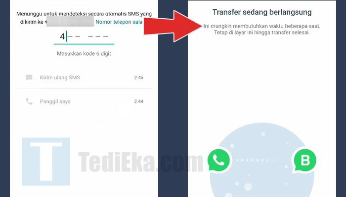 whatsapp business kode otp - transfer sedang berlangsung