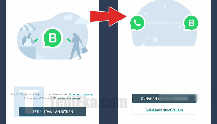 whatsapp business setuju dan lanjutkan - gunakan nomor
