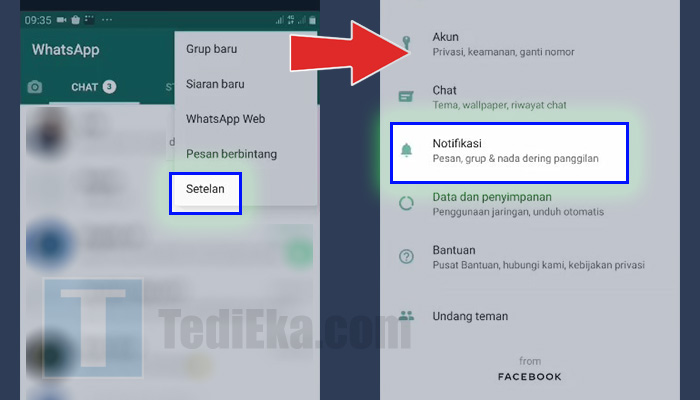 whatsapp ikon titik tiga setelan - notifikasi